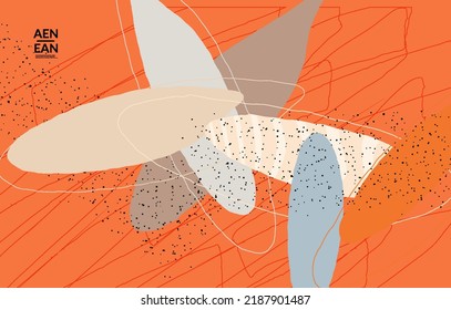 Abstrakte Vektorhintergründe. Exotische gestreifte, überlappende Formen und Linien. Die Verpackung des zeitgenössischen Designs. Natürliche Motlekunst. Handgezeichneter strukturierter Hintergrund für den Mode-Rahmen sozialer Medien.