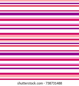 Abstract vector wallpaper with horizontal purple, red and pink strips. Seamless colored background. Geometric pattern