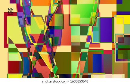 Abstract vector wallpaper. Large vibrant colored overlapping squares. Retro TV test glitch effect digital art. Pixel uneven geometric pattern. Big data cyberspace computer filtered texture.