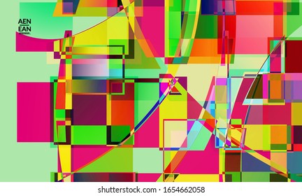 Papel tapiz vector abstracto. Grandes cuadros superpuestos de colores vibrantes. Prueba de TV retrospectiva efecto de arte digital. Patrón geométrico desigual de píxeles. La textura filtrada por la computadora del ciberespacio de grandes datos.