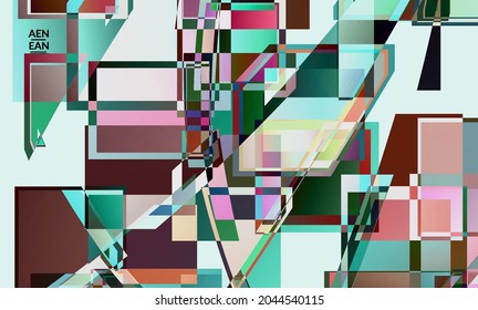 Abstract vector wallpaper. Large vibrant colored overlapping squares. Retro TV test glitch effect digital art. Pixel uneven geometric pattern. Big data cyberspace computer filtered texture.