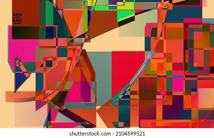 Abstrakte Vektorhintergründe. Große, lebhafte, sich überlappende Quadrate. Retro TV Test glitch Effekt digitale Kunst. Pixel ungleichmäßige geometrische Muster. Big-Data-Cyberspace-Computer gefilterte Textur.