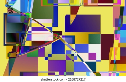 Abstrakte Vektorhintergründe. Große, lebhafte, sich überlappende Quadrate. Retro TV Test glitch Effekt digitale Kunst. Pixel ungleichmäßige geometrische Muster. Big-Data-Cyberspace-Computer gefilterte Textur.