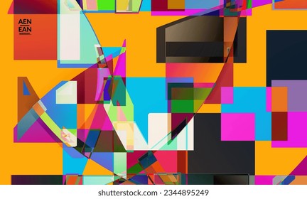 Abstract vector wallpaper. Large vibrant colored overlapping squares. Retro TV test glitch effect digital art. Pixel uneven geometric pattern. Big data cyberspace computer filtered texture.