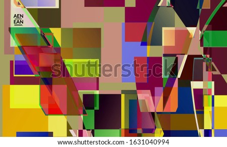 Abstract vector wallpaper. Large vibrant colored overlapping squares. Retro TV test glitch effect digital art. Pixel uneven geometric pattern. Big data cyberspace computer filtered texture.