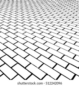 Abstract vector wallpaper. Perspective on the background of paving stones. Monochrome illustration.