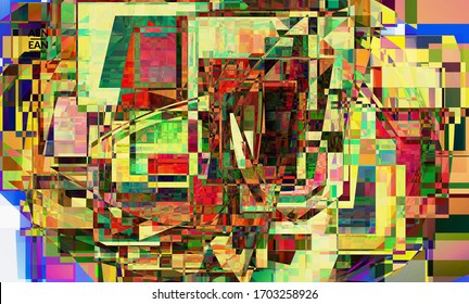 Abstract vector wallpaper. Small broken pixel distortion glitch art. Matrix geometric pattern. Vibrant colorful digital texture. Computer marketing sale background template.
