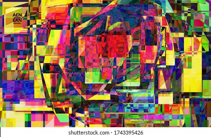 Abstract vector wallpaper. Small broken pixel distortion glitch art. Matrix geometric pattern. Vibrant colorful digital texture. Computer marketing sale background template.