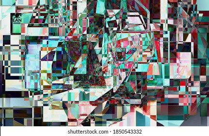 Papel de pantalla abstracto. Pequeños cuadros superpuestos de colores vivos. Prueba de TV retro efecto de fallo de brillo arte digital. Patrón geométrico desigual de Pixel.Textura filtrada por computadora de datos web.