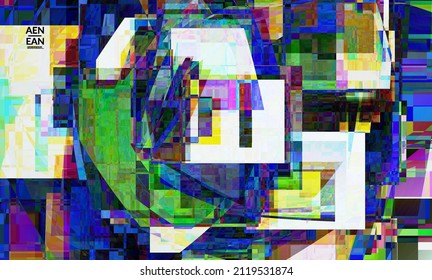 Abstract vector wallpaper. Small vibrant colored overlapping squares. Retro TV test glitch effect digital art. Pixel uneven geometric pattern.Web data cyberspace computer filtered texture.