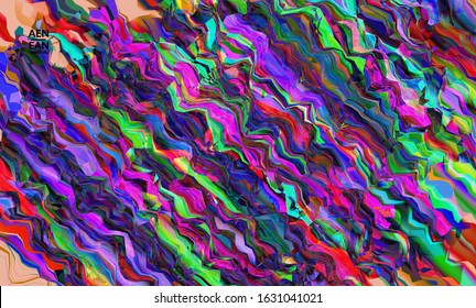 Abstract vector wallpaper. Watercolor texture vibrant colored background. Visual computer filtered gradient wavy diagonal lines. Dynamic paint flow marble texture pattern. Psychedelic art poster.