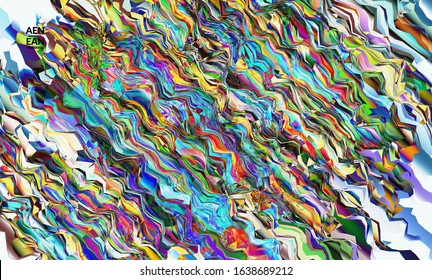 Abstract vector wallpaper. Watercolor texture vibrant colored background. Visual computer filtered gradient wavy diagonal lines. Dynamic paint flow marble texture pattern. Psychedelic art poster.