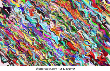 Abstract vector wallpaper. Watercolor texture vibrant colored background. Visual computer filtered gradient wavy diagonal lines. Dynamic paint flow marble texture pattern. Psychedelic art poster.