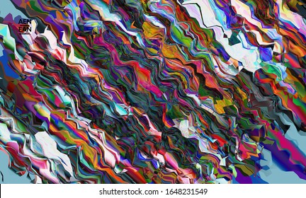 Abstract vector wallpaper. Watercolor texture vibrant colored background. Visual computer filtered gradient wavy diagonal lines. Dynamic paint flow marble texture pattern. Psychedelic art poster.