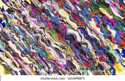 Abstract vector wallpaper. Watercolor texture vibrant colored background. Visual computer filtered gradient wavy diagonal lines. Dynamic paint flow marble texture pattern. Psychedelic art poster.