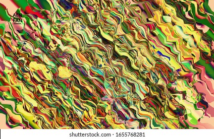 Papel tapiz vector abstracto. Fondo coloreado vibrante de textura acuarela. Líneas diagonales de degradado onduladas filtradas por el equipo visual. Patrón de textura de mármol de flujo dinámico de pintura. Afiche de arte psicodélico.