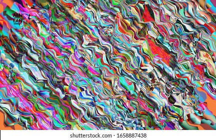 Abstract vector wallpaper. Watercolor texture vibrant colored background. Visual computer filtered gradient wavy diagonal lines. Dynamic paint flow marble texture pattern. Psychedelic art poster.