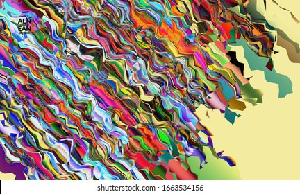 Abstract vector wallpaper. Watercolor texture vibrant colored background. Visual computer filtered gradient wavy diagonal lines. Dynamic paint flow marble texture pattern. Psychedelic art poster.