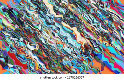 Abstract vector wallpaper. Watercolor texture vibrant colored background. Visual computer filtered gradient wavy diagonal lines. Dynamic paint flow marble texture pattern. Psychedelic art poster.