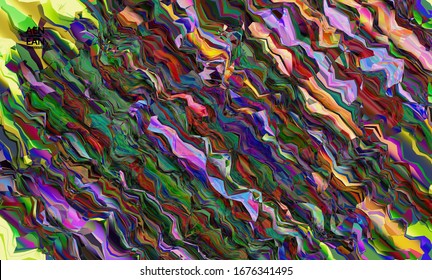 Abstract vector wallpaper. Watercolor texture vibrant colored background. Visual computer filtered gradient wavy diagonal lines. Dynamic paint flow marble texture pattern. Psychedelic art poster.