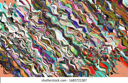 Papel tapiz vector abstracto. Fondo coloreado vibrante de textura acuarela. Líneas diagonales de degradado onduladas filtradas por el equipo visual. Patrón de textura de mármol de flujo dinámico de pintura. Afiche de arte psicodélico.