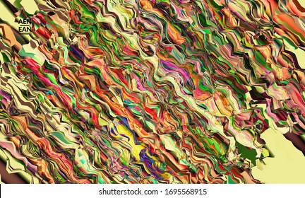 Abstract vector wallpaper. Watercolor texture vibrant colored background. Visual computer filtered gradient wavy diagonal lines. Dynamic paint flow marble texture pattern. Psychedelic art poster.