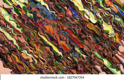 Abstract vector wallpaper. Watercolor texture vibrant colored background. Visual computer filtered gradient wavy diagonal lines. Dynamic paint flow marble texture pattern. Psychedelic art poster.