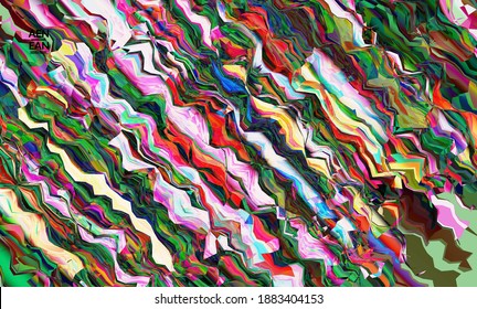 Papel de pantalla abstracto. Fondo de color vibrante de textura acuarela. Líneas diagonales de degradado onduladas filtradas por el equipo visual. Patrón de textura de mármol de flujo dinámico de pintura. Afiche de arte psicodélico.