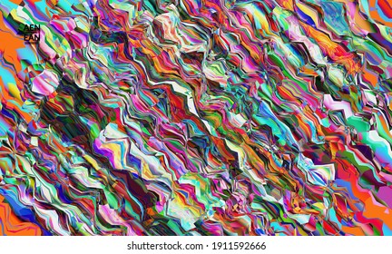 Abstract vector wallpaper. Watercolor texture vibrant colored background. Visual computer filtered gradient wavy diagonal lines. Dynamic paint flow marble texture pattern. Psychedelic art poster.