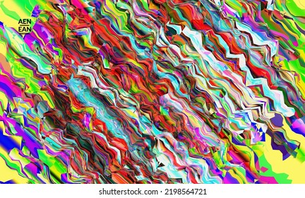 Abstract vector wallpaper. Watercolor texture vibrant colored background. Visual computer filtered gradient wavy diagonal lines. Dynamic paint flow marble texture pattern. Psychedelic art poster.