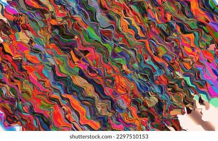 Papel de pantalla abstracto. Fondo de color vibrante de textura acuarela. Líneas diagonales de degradado onduladas filtradas por el equipo visual. Patrón de textura de mármol de flujo dinámico de pintura. Afiche de arte psicodélico.
