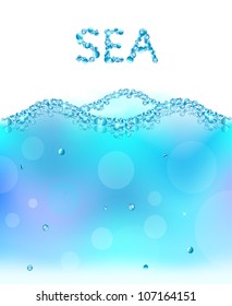 abstract vector water wave with bubbles