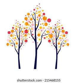 abstract vector watercolor autumn trees