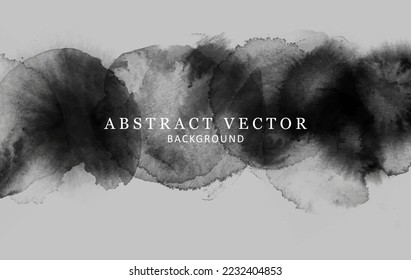 Resumen de fondo de acuarela vectorial con manchas negras.