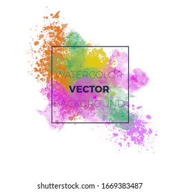 Abstract vector watercolor background. Colourful template.EPS 10