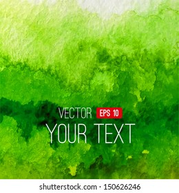 Abstract vector watercolor background. Green handmade background. Painting design element. Watercolor backdrop can be used for web page background, identity style, printing, etc.