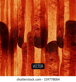 Abstract vector watercolor background. Watercolour texture in autumn colors. Grunge texture. Textured paper. Many stripes. Backdrop can be used for web and printing, for modern and vintage design.