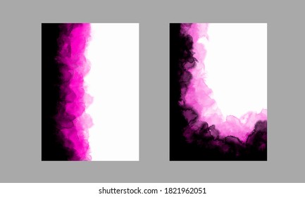 Abstract vector watercolor backgrounds in black and pink.