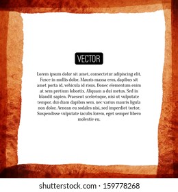 Abstract vector watercolor border. Watercolor brush strokes on white background. Textured element. Border can be used for modern and vintage design, for web and printing. Design with place for text.