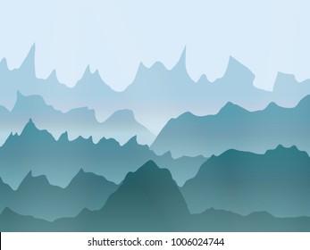 abstract vector watercolor misty mountains landscape