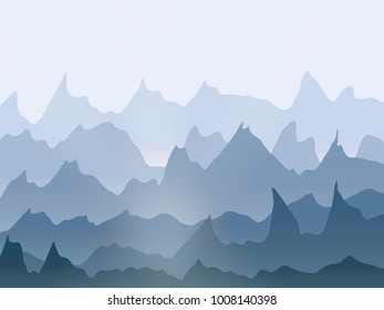 abstract vector watercolor misty mountains landscape