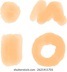 Abstract Vector Watercolor Orange Shapes in a Minimalist Design Style. Collection of abstract orange watercolor shapes arranged against a white backdrop, suitable for modern graphic designs. Ideal