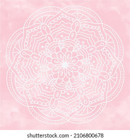 Resumen vectorial color de agua pintura textura de fondo de gradiente de papel, ornamento de mandala redonda. Textura de color rosa pastel. Escena de plantilla artística femenina para el 8 de marzo, Día de la Madre, Día de San Valentín.