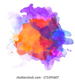 Abstract vector watercolor palette of  blue and orange colors, mix color, background,vector illustration,a mixture of colors, stains with a spray of water colors, the author's work.