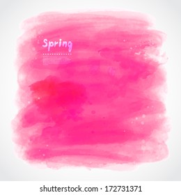 Abstract Vector Watercolor pink background 