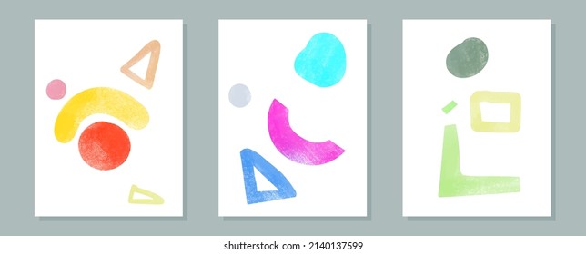 Resumen de formas de acuarela vectorial en diferentes colores. Cabecera creativa de dibujo de doodle con diferentes formas y texturas. Collage. ilustración vectorial
