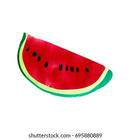 Abstract vector watercolor watermelon. Summer card template. Tasty fruit illustration