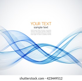Abstract vector wave background. Blue smoke lines for brochure, website design.  