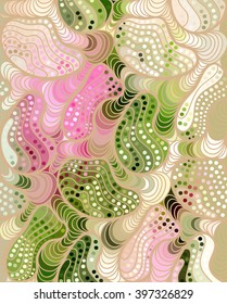 Abstract vector wave background of doodle hand drawn lines