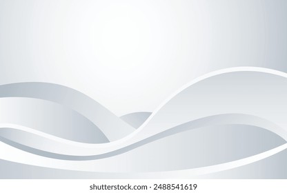 Abstract vector wave background, featuring a stylish grey and white wave with lighter shades and smooth curves. Ideal for brochures, websites, and leaflets, it provides a sleek, modern backdrop.